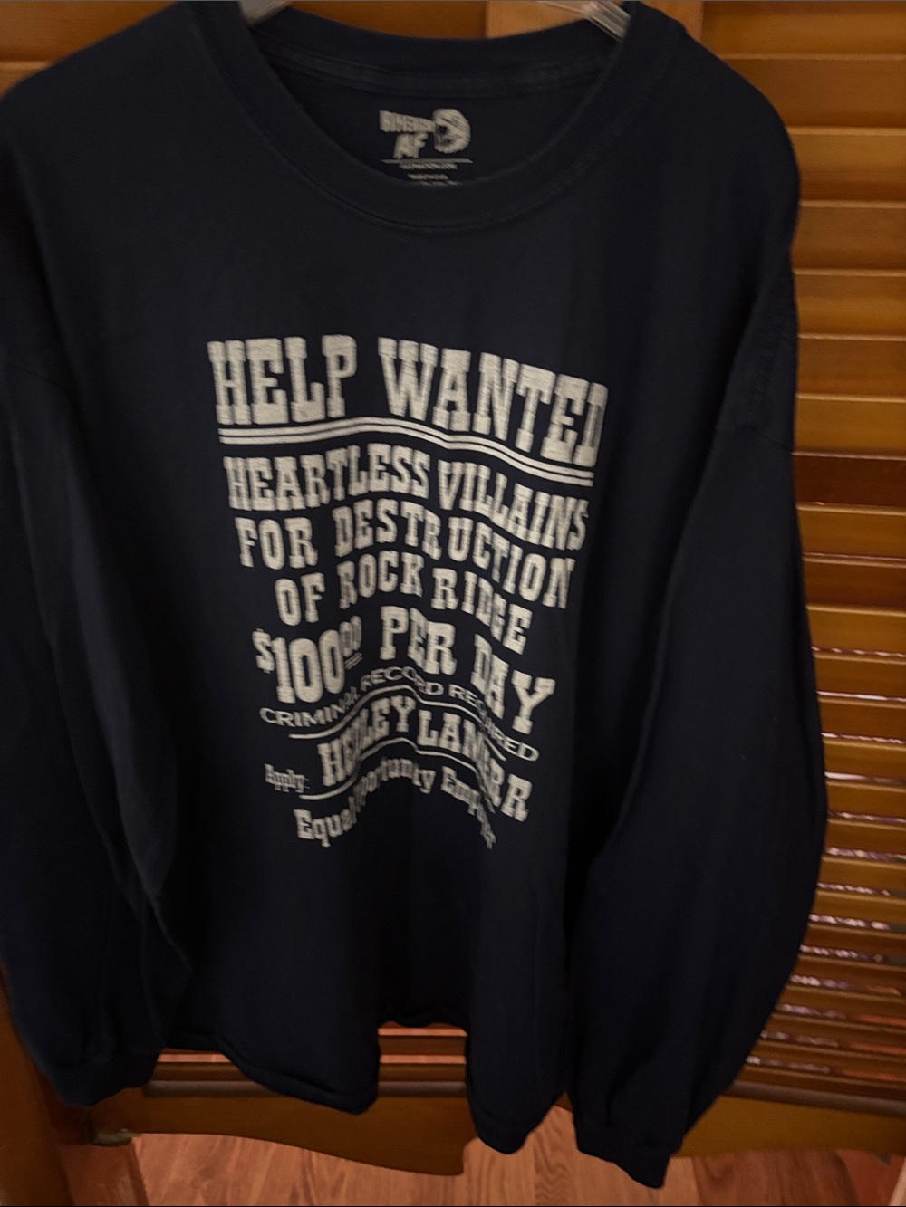 Help Wanted Navy Long-Sleeve Graphic Tee